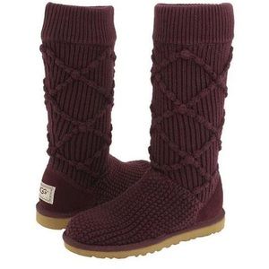 UGG Plum Argyle Knit Sweater Boots